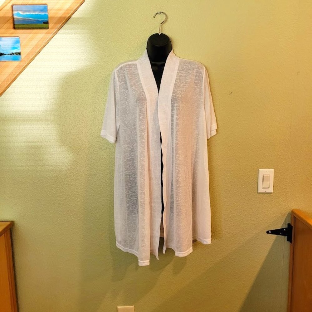 Linen Blend Open Front Cardigan